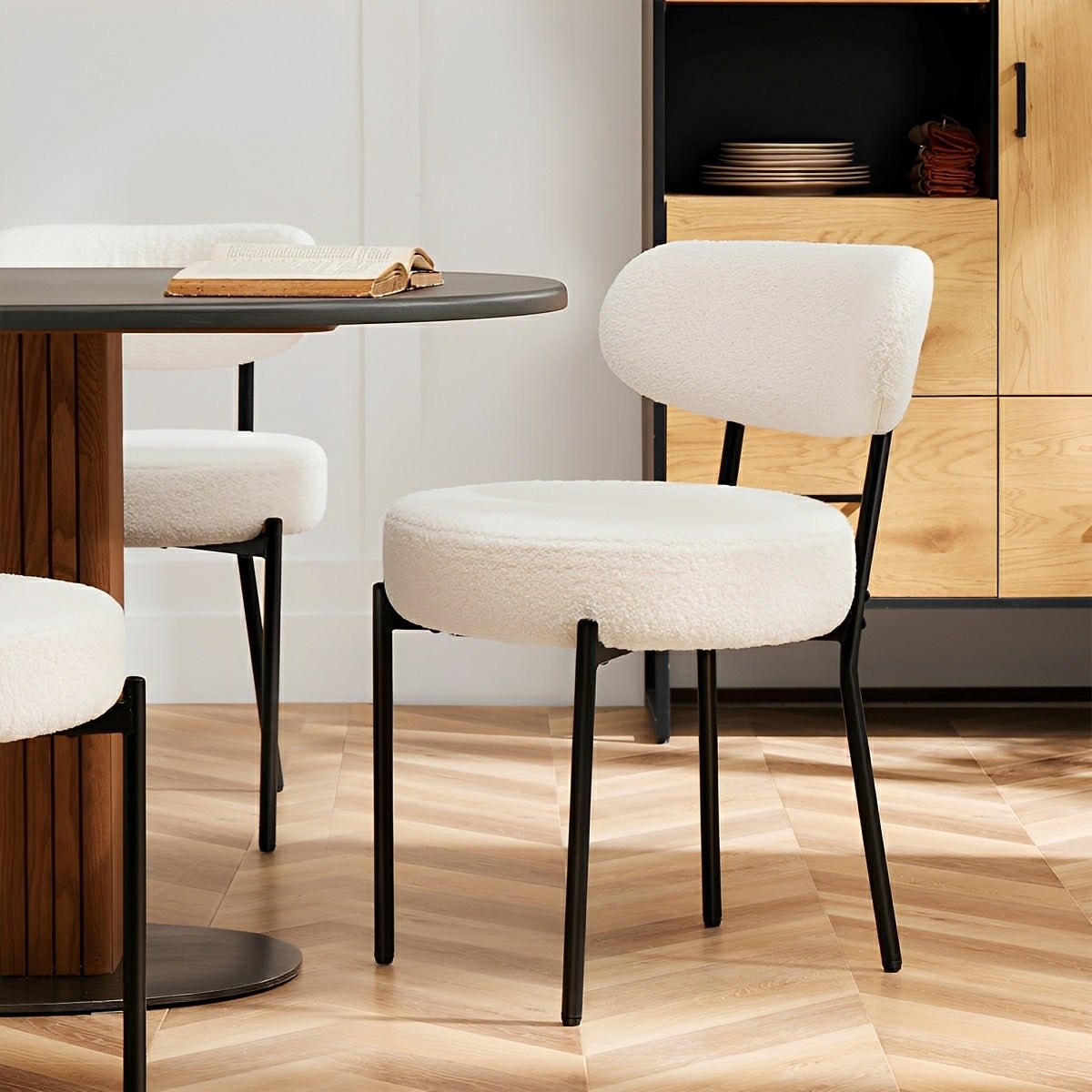 Set of 2 Upholstered Dining Chairs – Steel Frame, Padded Seat - Flare Shack