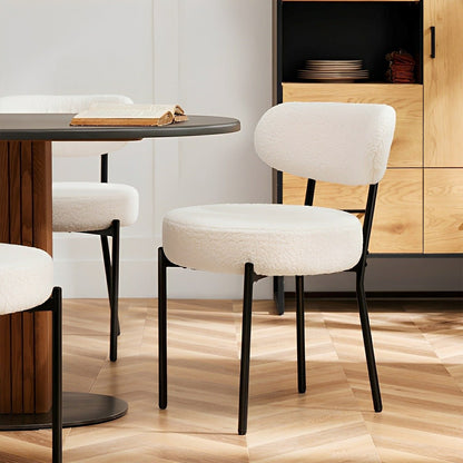 Set of 2 Upholstered Dining Chairs – Steel Frame, Padded Seat - Flare Shack