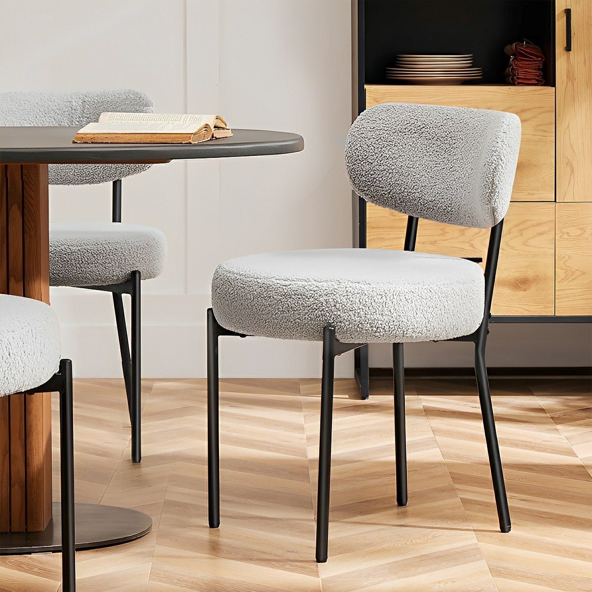 Set of 2 Upholstered Dining Chairs – Steel Frame, Padded Seat - Flare Shack