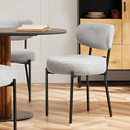 Set of 2 Upholstered Dining Chairs – Steel Frame, Padded Seat - Flare Shack