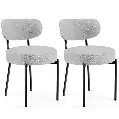 Set of 2 Upholstered Dining Chairs – Steel Frame, Padded Seat