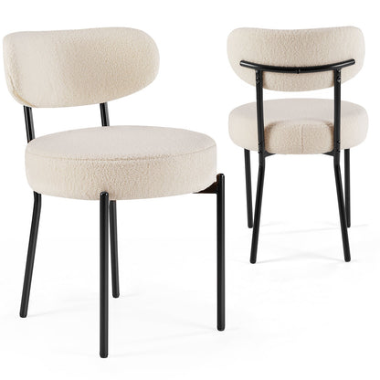 Set of 2 Upholstered Dining Chairs – Steel Frame, Padded Seat