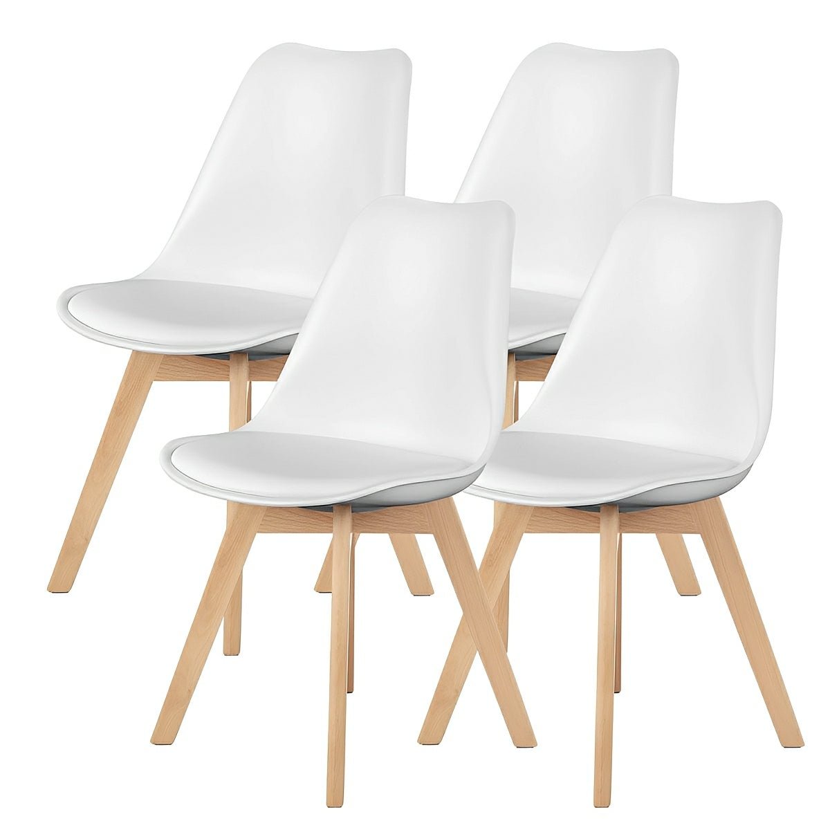 Set of 4 Modern PU Leather Dining Chairs with Curved Backrest