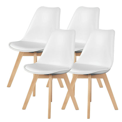 Set of 4 Modern PU Leather Dining Chairs with Curved Backrest