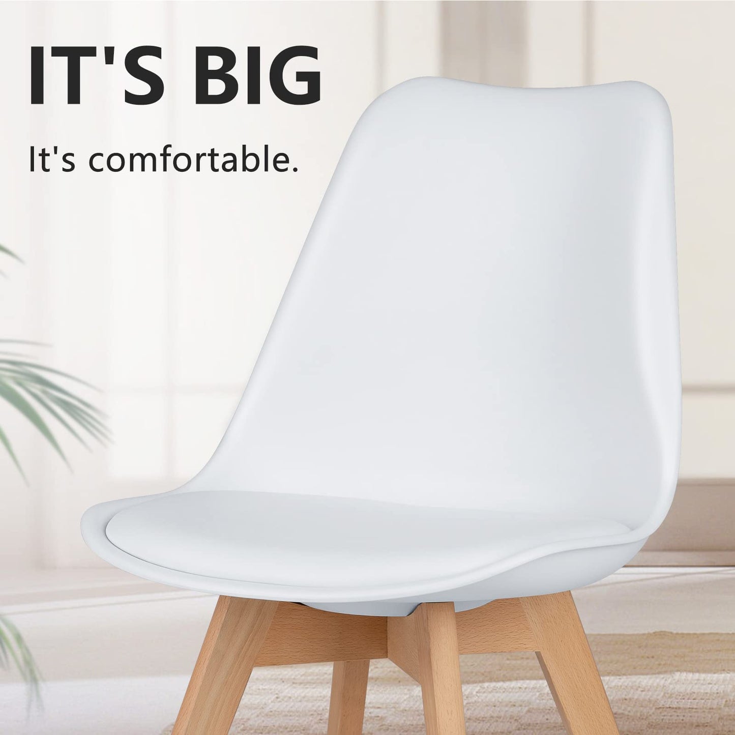 Set of 4 Modern PU Leather Dining Chairs with Curved Backrest