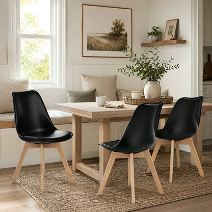 Set of 4 Modern Dining Chairs – PU Leather, Thick Cushion - Flare Shack