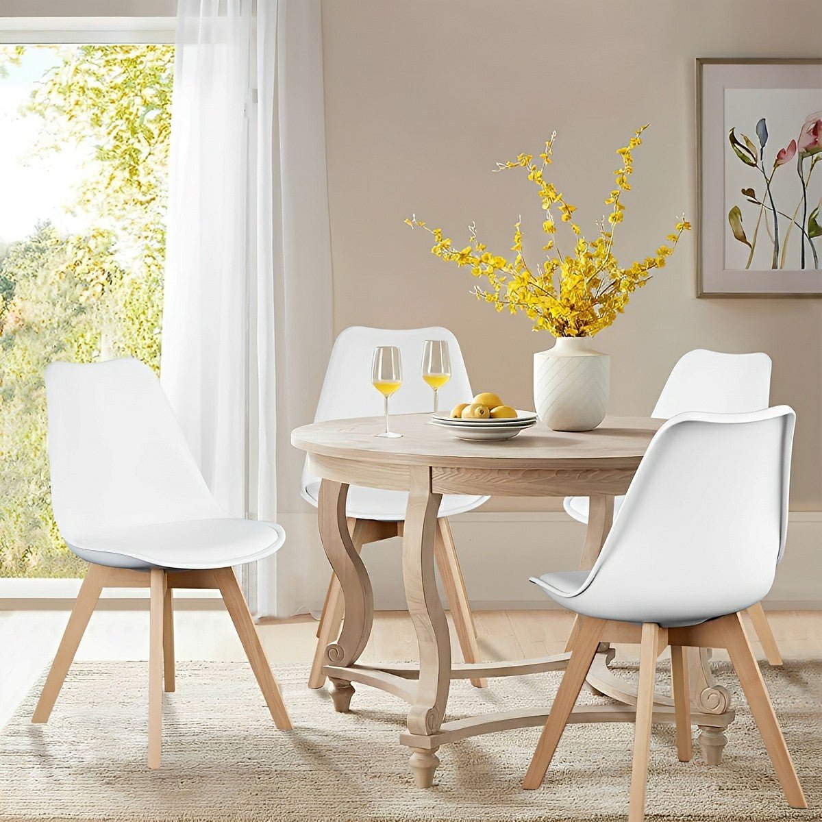 Set of 4 Modern Dining Chairs – PU Leather, Thick Cushion - Flare Shack