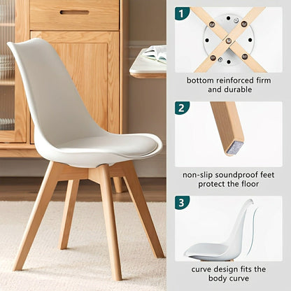 Set of 4 Modern PU Leather Dining Chairs with Curved Backrest