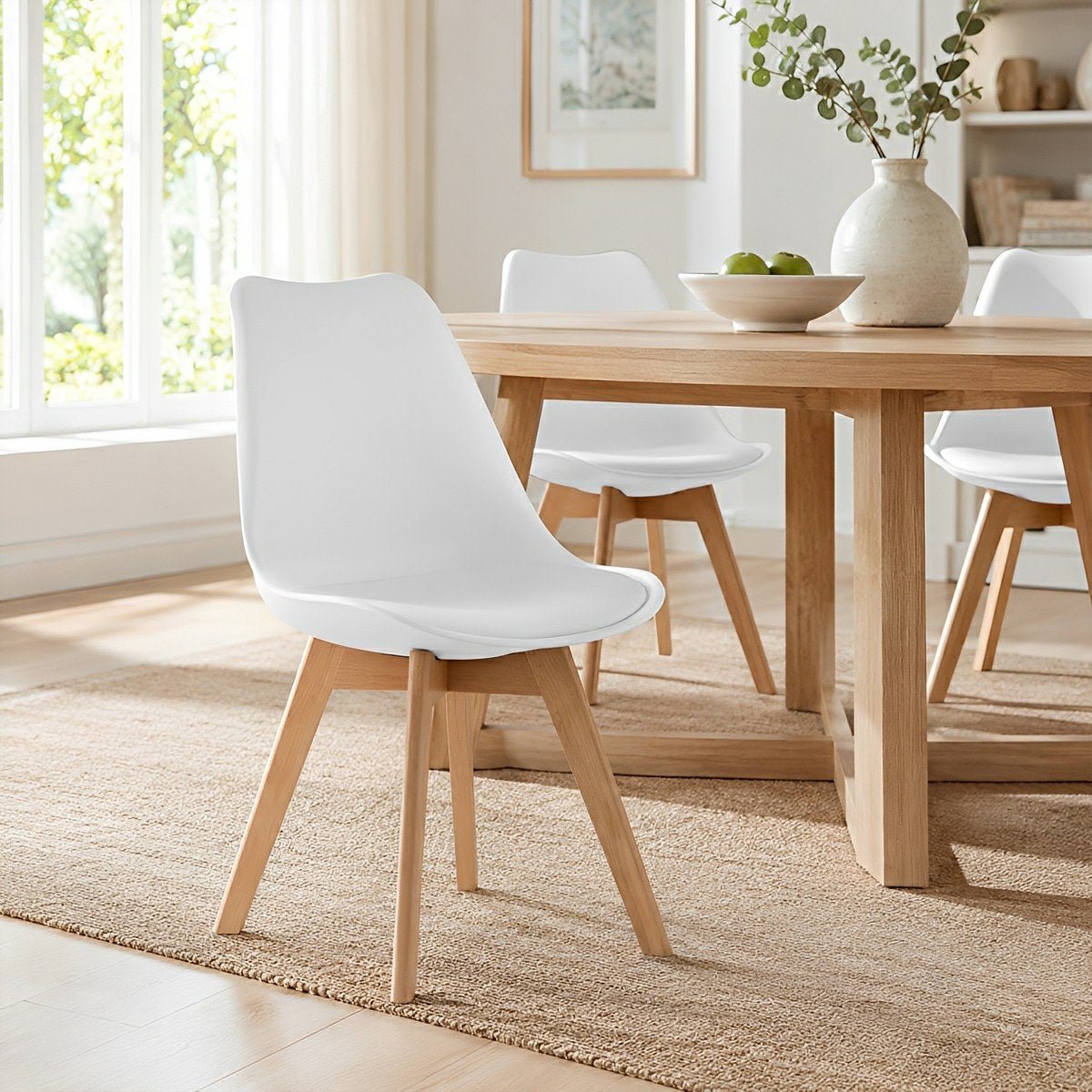 Set of 4 Modern PU Leather Dining Chairs with Curved Backrest