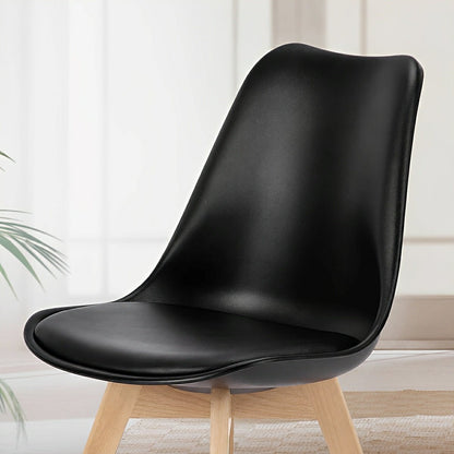 Set of 4 Modern PU Leather Dining Chairs with Curved Backrest