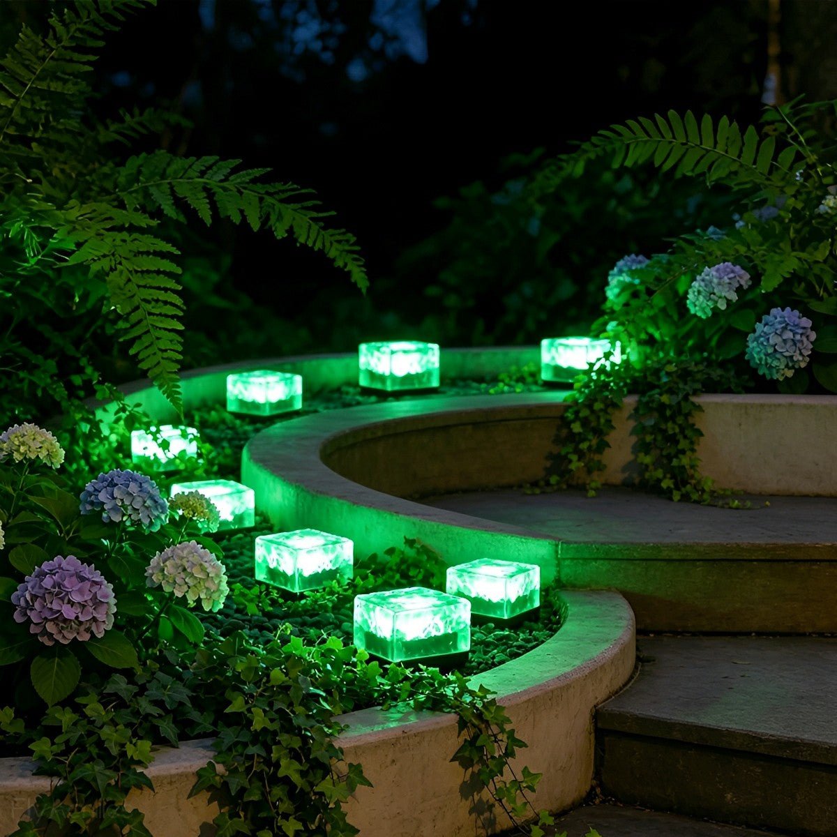 Solar Outdoor Square Ice Brick Cube LED Waterproof Lawn Lights - Flare Shack