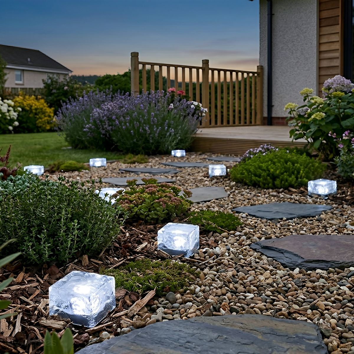 Solar Outdoor Square Ice Brick Cube LED Waterproof Lawn Lights - Flare Shack