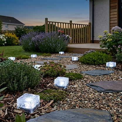 Solar Outdoor Square Ice Brick Cube LED Waterproof Lawn Lights - Flare Shack