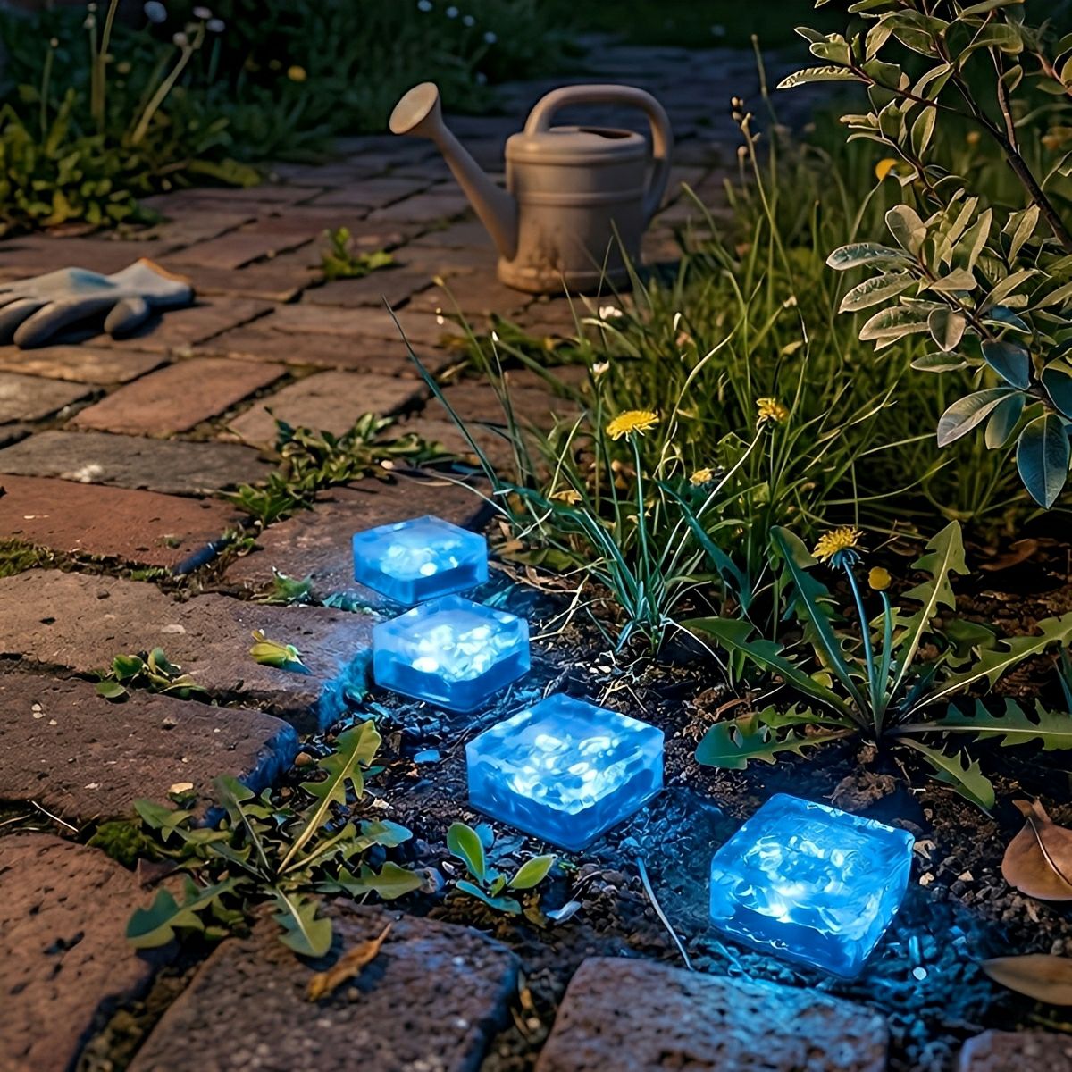 Solar Outdoor Square Ice Brick Cube LED Waterproof Lawn Lights - Flare Shack