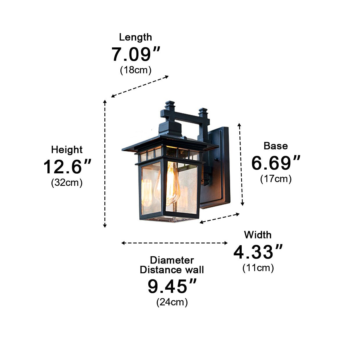Rustic Square Waterproof Outdoor LED Porch Wall Light