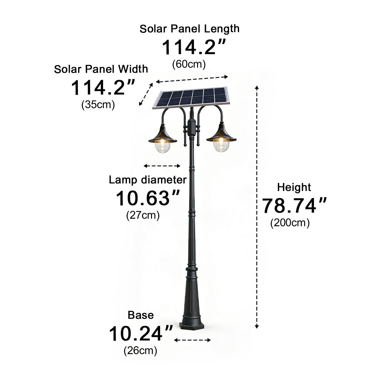 Solar Vintage Waterproof Flared LED Outdoor Pathway Pole Lights