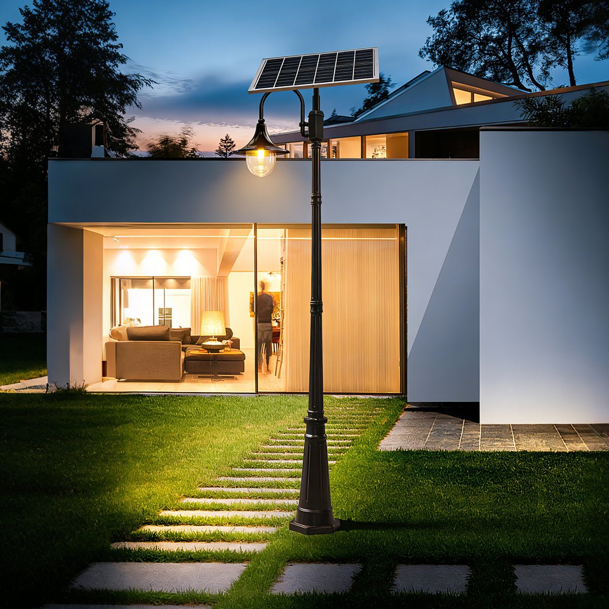 Solar Vintage Waterproof Flared LED Outdoor Pathway Pole Lights - Flare Shack