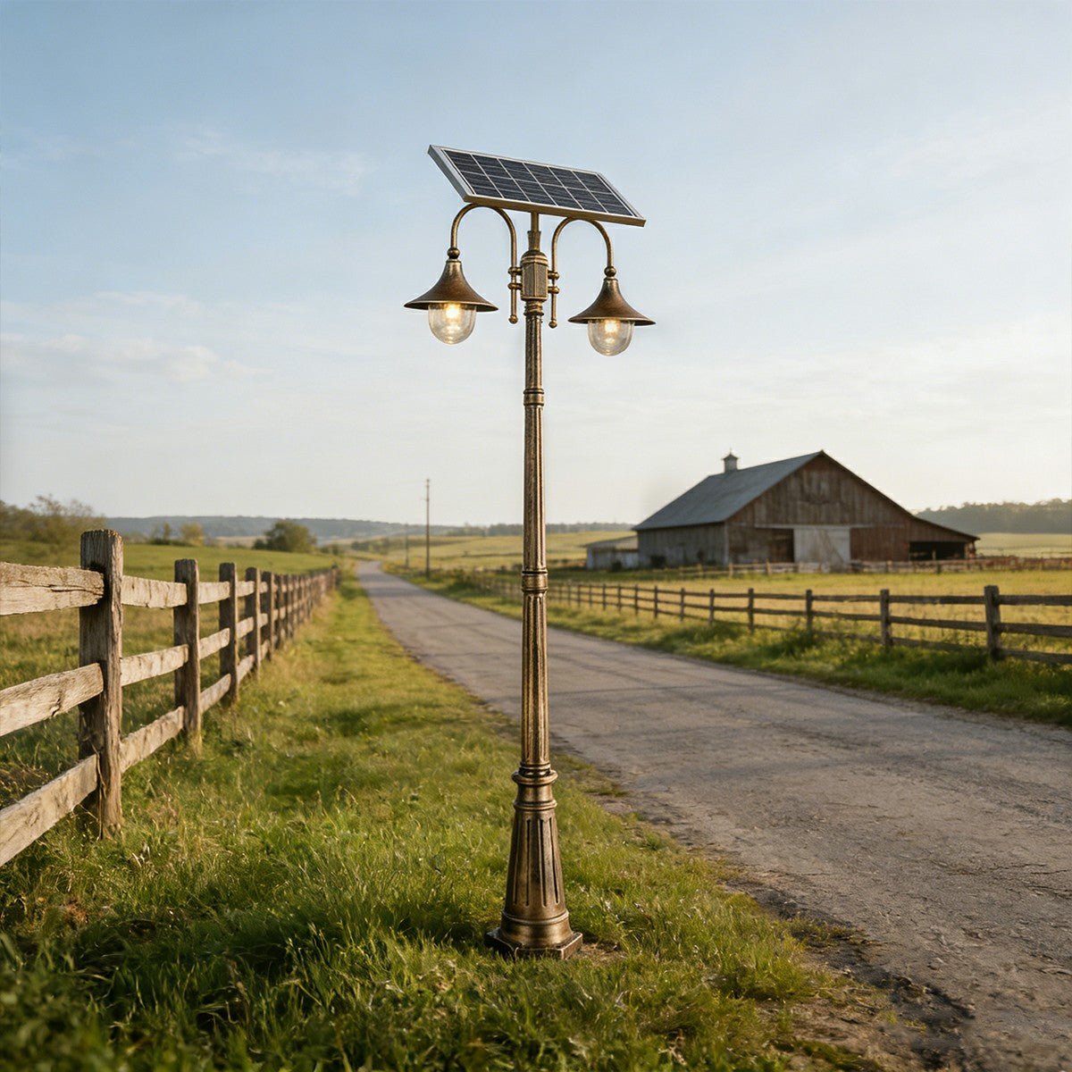 Solar Vintage Waterproof Flared LED Outdoor Pathway Pole Lights - Flare Shack