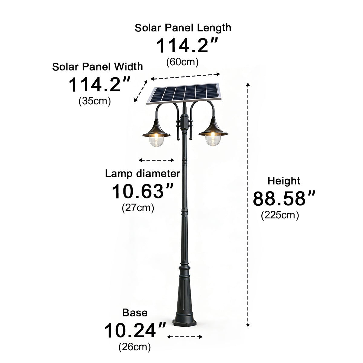 Solar Vintage Waterproof Flared LED Outdoor Pathway Pole Lights