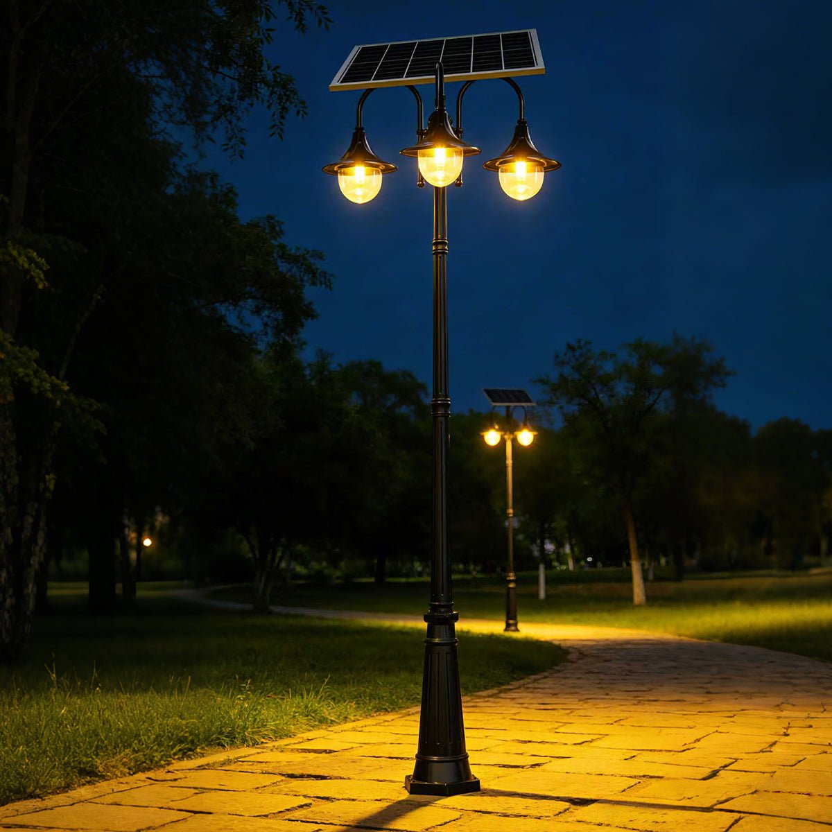 Solar Vintage Waterproof Flared LED Outdoor Pathway Pole Lights - Flare Shack