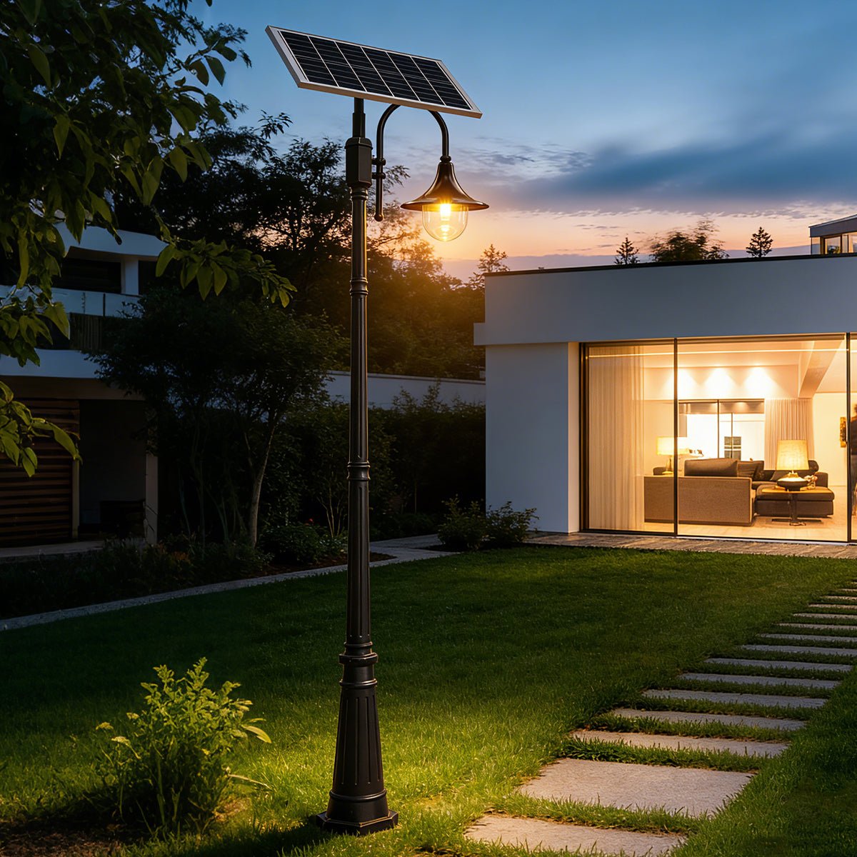 Solar Vintage Waterproof Flared LED Outdoor Pathway Pole Lights - Flare Shack