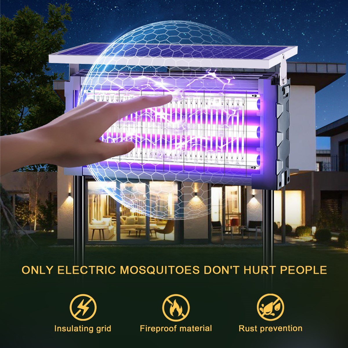 Solar Waterproof LED Outdoor Lawn Mosquito Bug Zapper Killer Lights