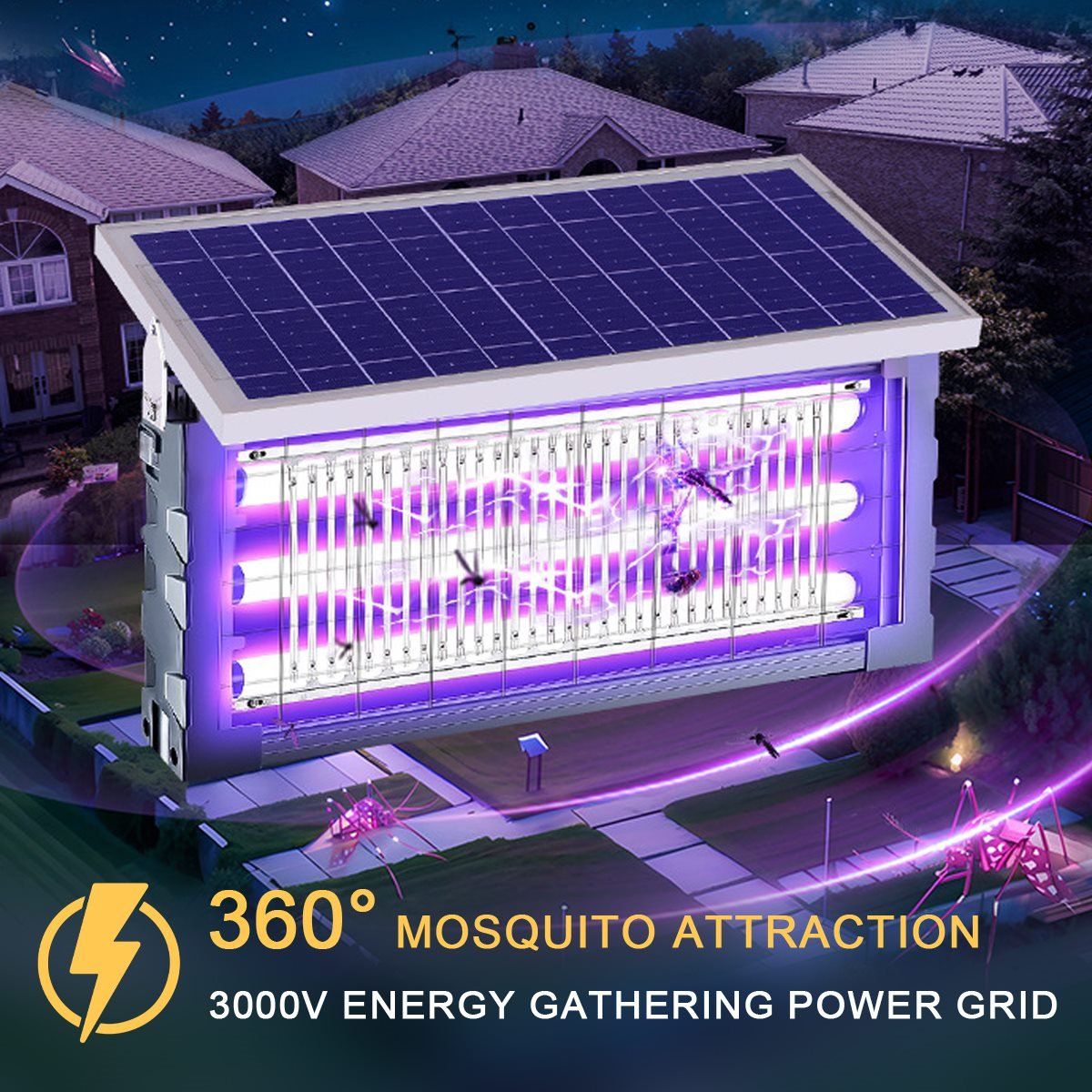 Solar Waterproof LED Outdoor Lawn Mosquito Bug Zapper Killer Lights