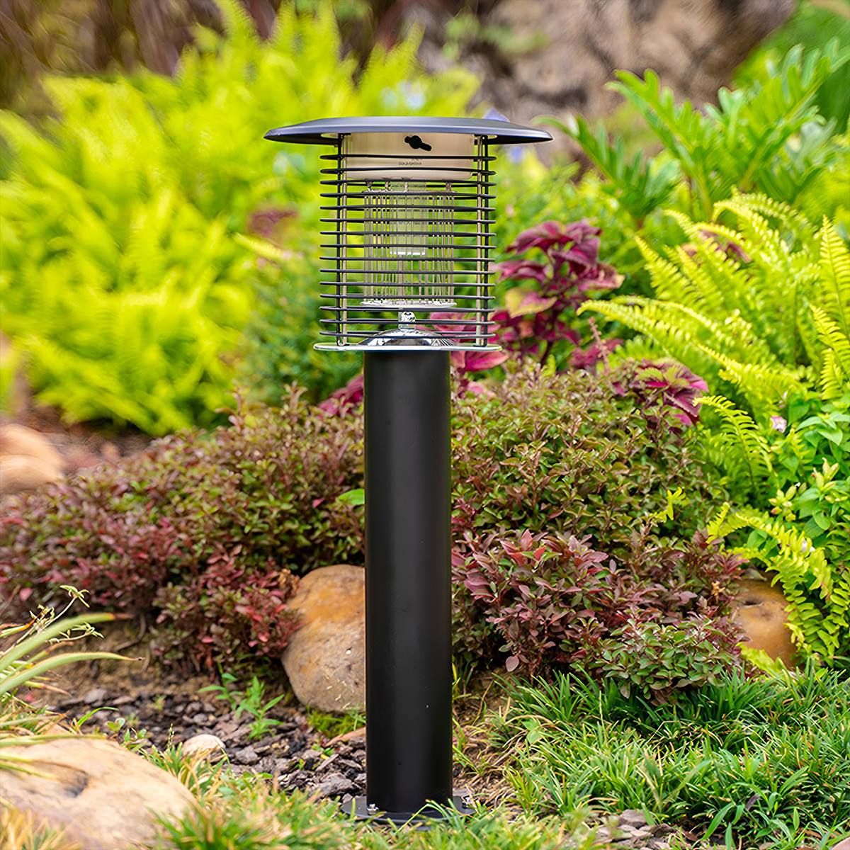 Solar Waterproof LED Outdoor Mosquito Bug Zapper Killer Lawn Pillar Lights