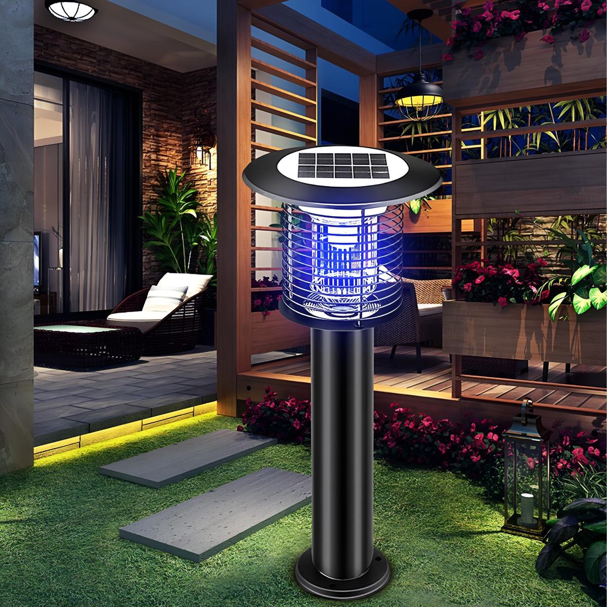 Solar Waterproof LED Outdoor Mosquito Bug Zapper Killer Lawn Pillar Lights - Flare Shack