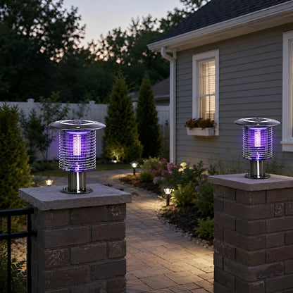 Solar Waterproof LED Outdoor Mosquito Bug Zapper Killer Post light Rechargeable