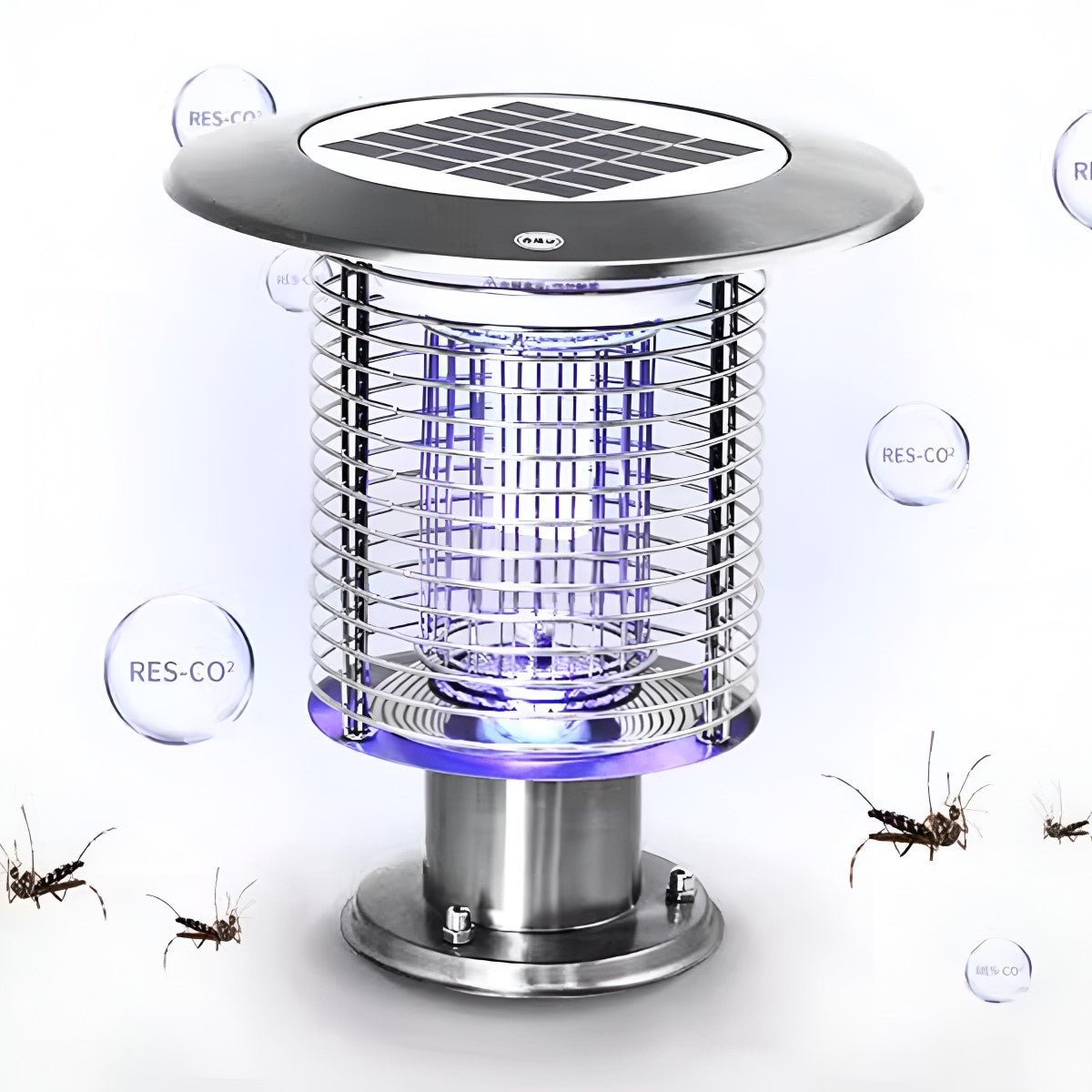 Solar Waterproof LED Outdoor Mosquito Bug Zapper Killer Post light Rechargeable