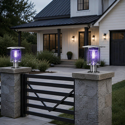 Solar Waterproof LED Outdoor Mosquito Bug Zapper Killer Post light Rechargeable