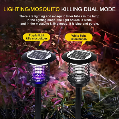 Solar Waterproof LED Outdoor Mosquito Bug Zapper Killer Post light Rechargeable