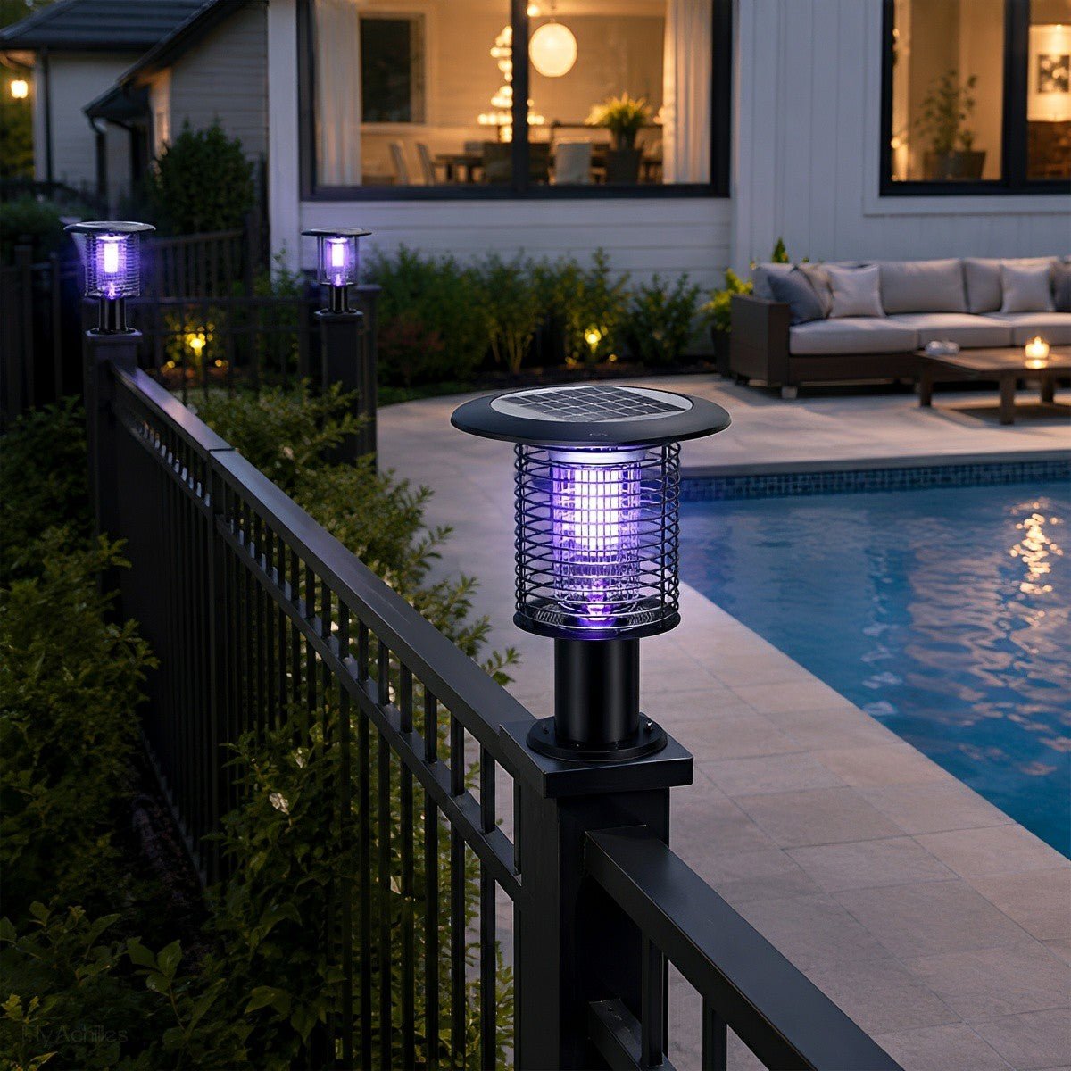 Solar Waterproof LED Outdoor Mosquito Bug Zapper Killer Post light Rechargeable - Flare Shack