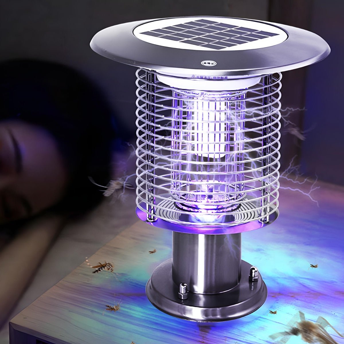Solar Waterproof LED Outdoor Mosquito Bug Zapper Killer Post light Rechargeable - Flare Shack
