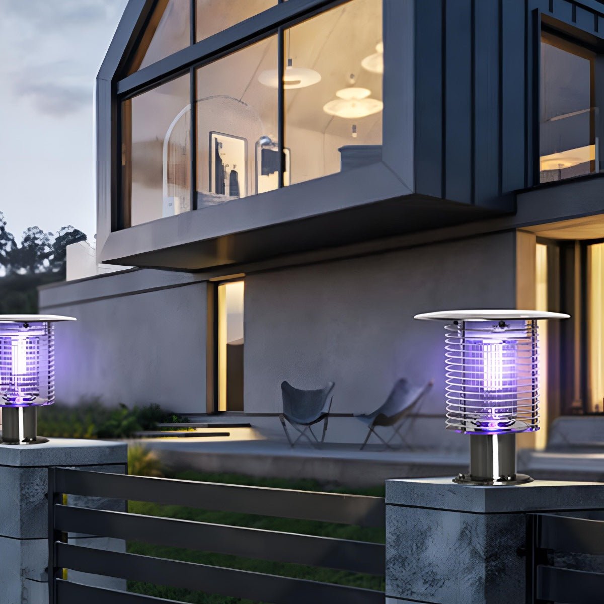 Solar Waterproof LED Outdoor Mosquito Bug Zapper Killer Post light Rechargeable