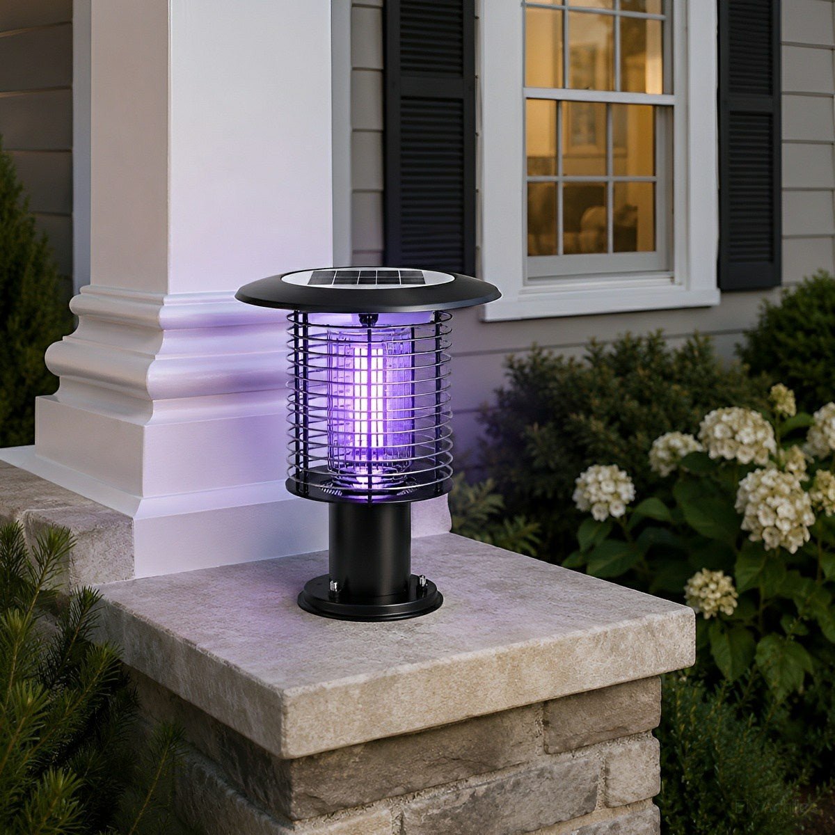 Solar Waterproof LED Outdoor Mosquito Bug Zapper Killer Post light Rechargeable