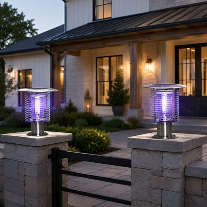 Solar Waterproof LED Outdoor Mosquito Bug Zapper Killer Post light Rechargeable