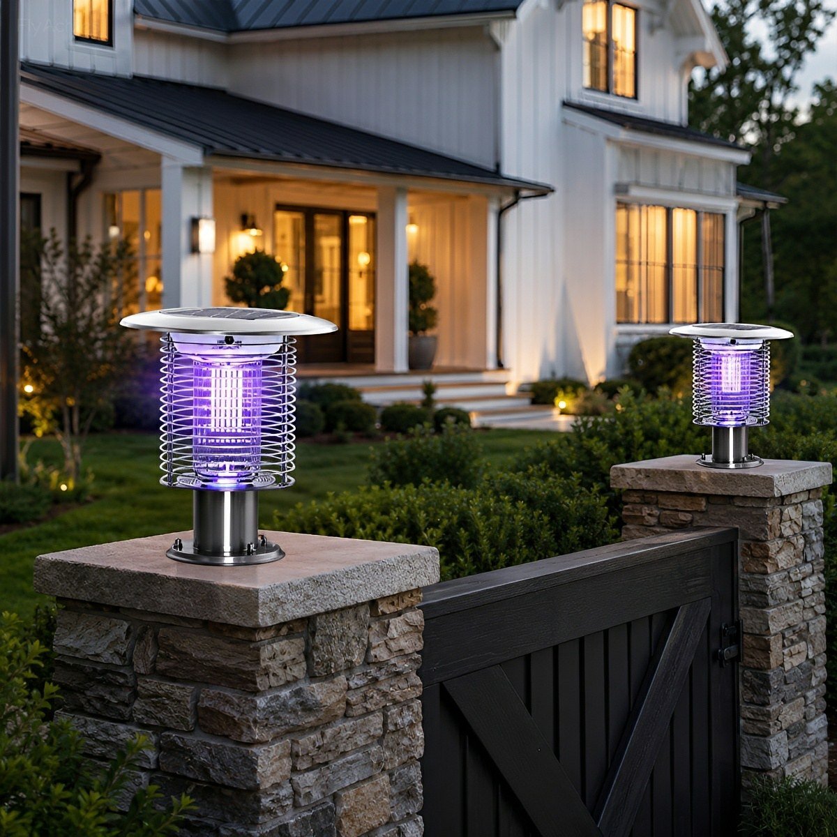Solar Waterproof LED Outdoor Mosquito Bug Zapper Killer Post light Rechargeable