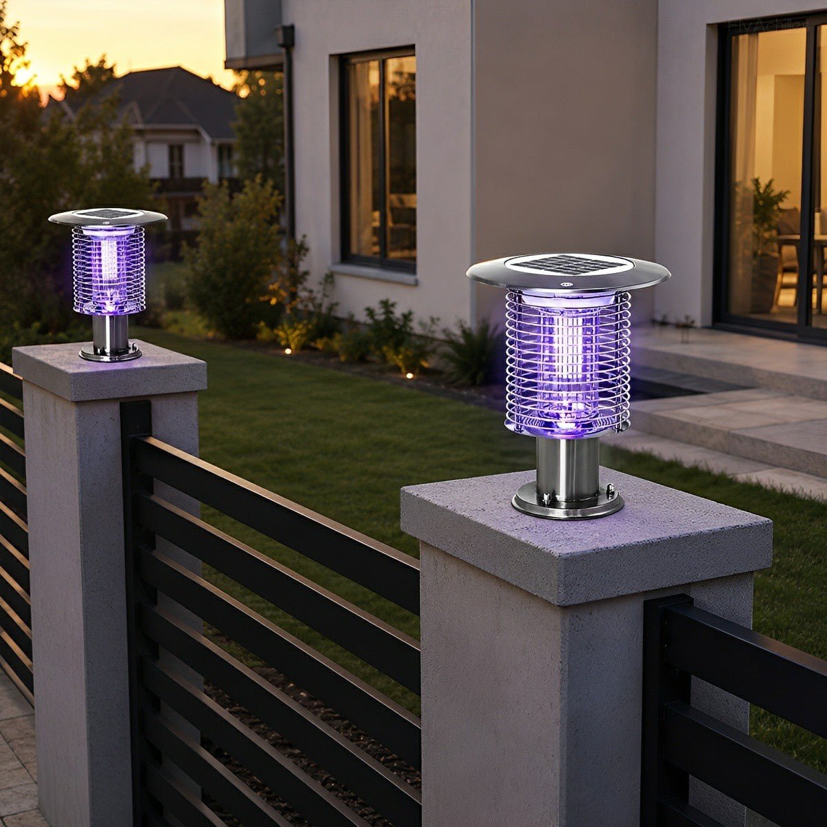Solar Waterproof LED Outdoor Mosquito Bug Zapper Killer Post light Rechargeable