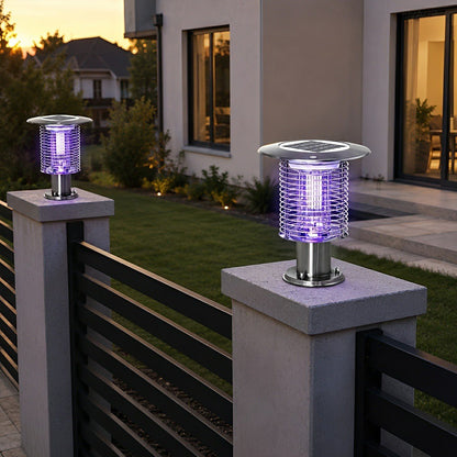 Solar Waterproof LED Outdoor Mosquito Bug Zapper Killer Post light Rechargeable