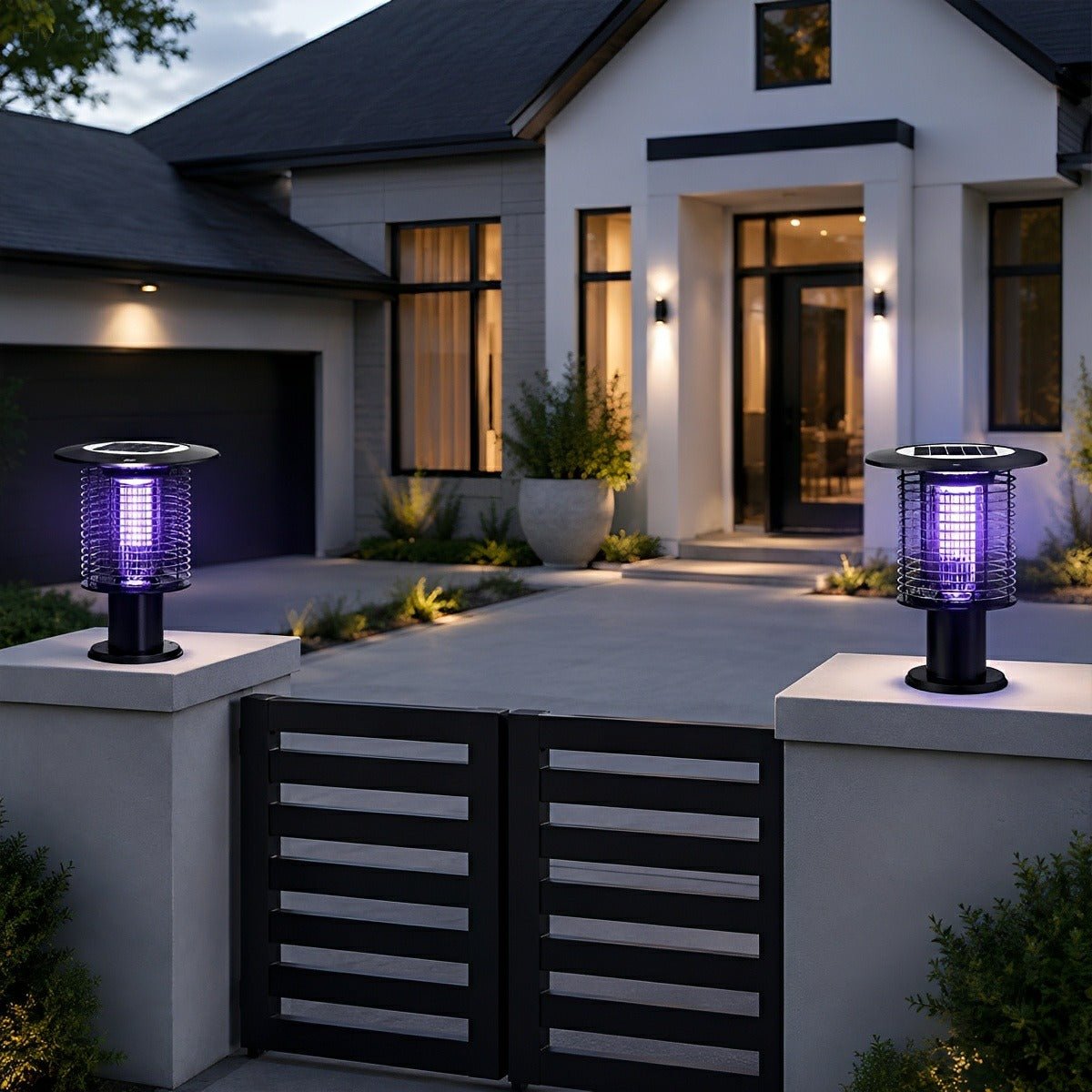 Solar Waterproof LED Outdoor Mosquito Bug Zapper Killer Post light Rechargeable
