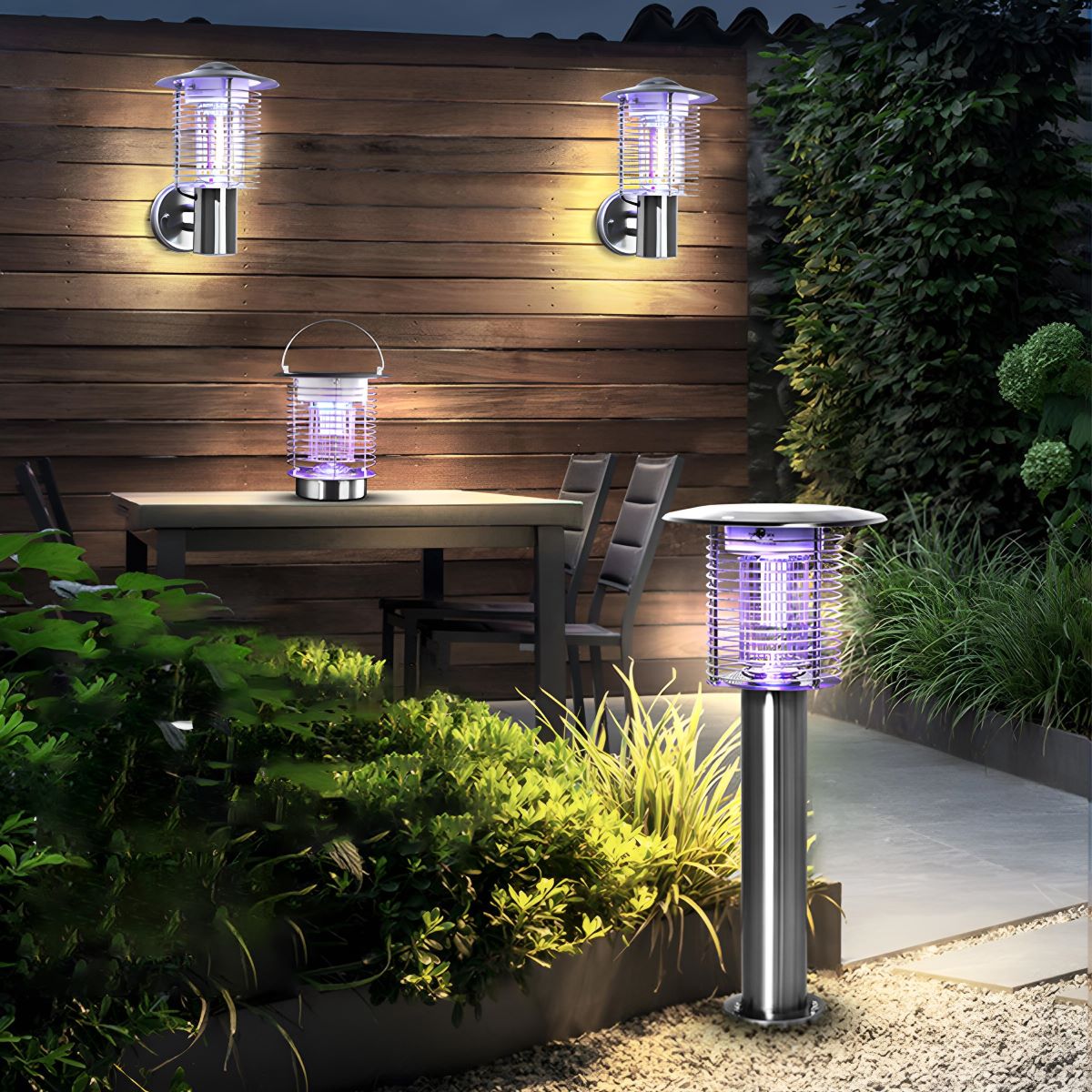 Solar Waterproof LED Outdoor Mosquito Bug Zapper Killer Wall Lights Rechargeable