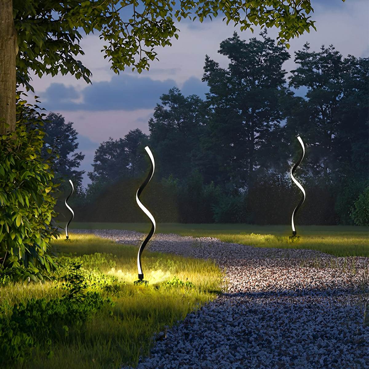 Solar Waterproof Minimalist Spiral Outdoor LED Landscape Lawn Lights - Flare Shack