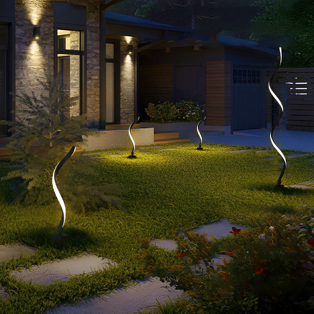 Solar Waterproof Minimalist Spiral Outdoor LED Landscape Lawn Lights - Flare Shack