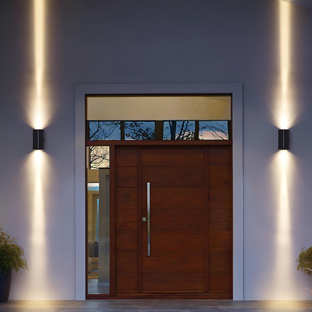 Solar Waterproof Modern Black Up&Down LED Outdoor Wall Washer Spot Lights