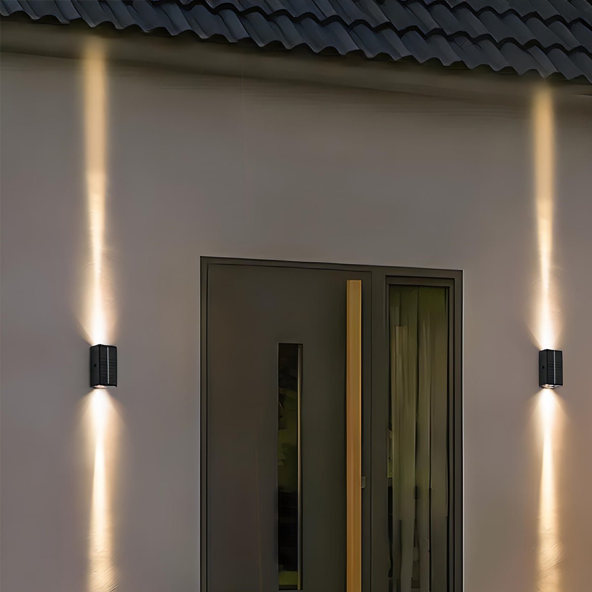 Solar Waterproof Modern Black Up&Down LED Outdoor Wall Washer Spot Lights