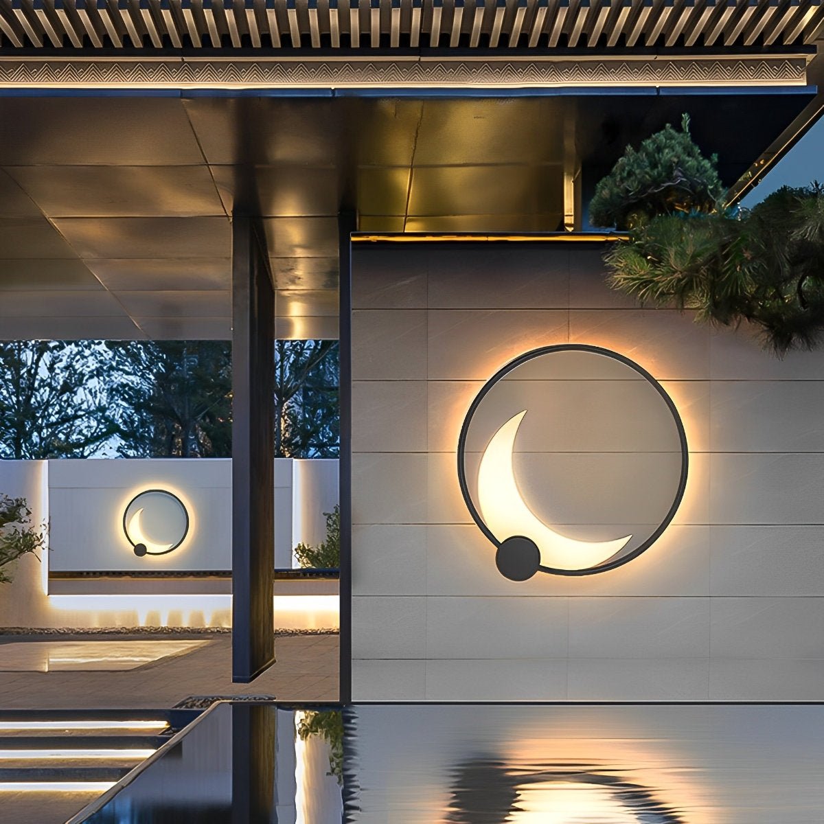 Solar Waterproof Moon LED Round Outdoor Wall Sconces - Flare Shack