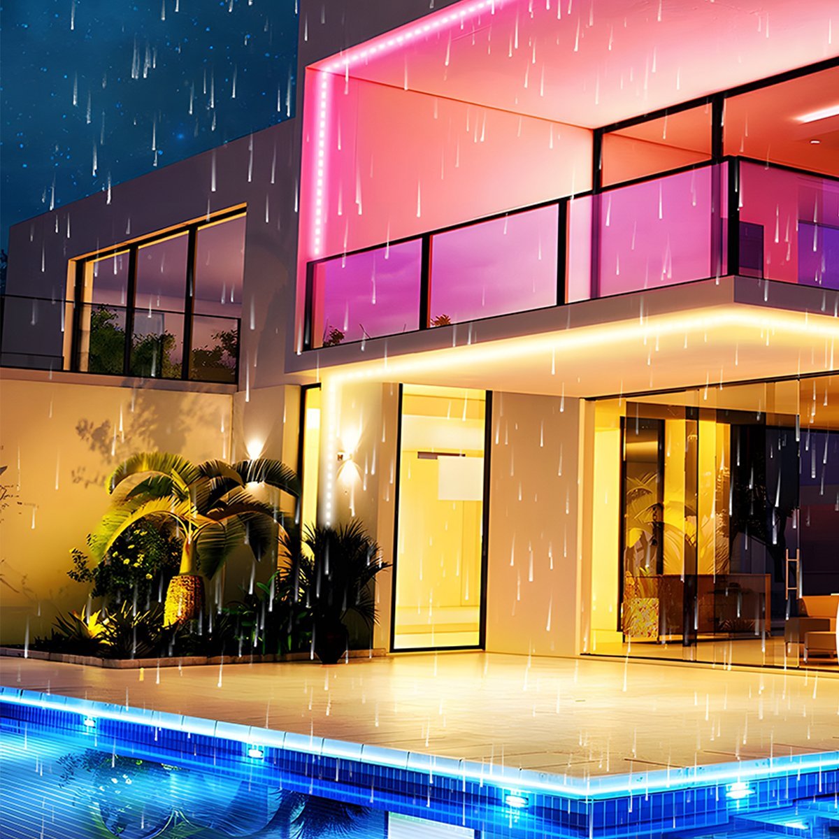 Solar Waterproof Outdoor RGB Atmosphere Streamer Linear LED Strip Light 16.85 Ft