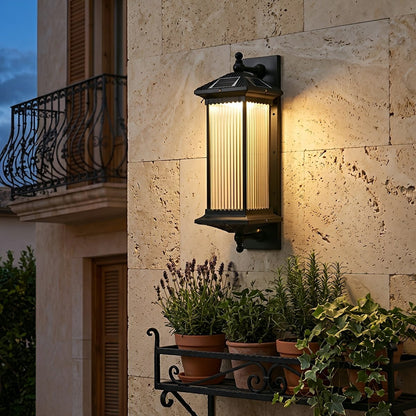Solar Waterproof Retro Striped Outdoor Wall Lights Sconce